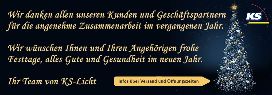 KS Licht wünscht Ihnen und Ihren Angehörigen frohe Festtage und alles Gute im neuen Jahr.